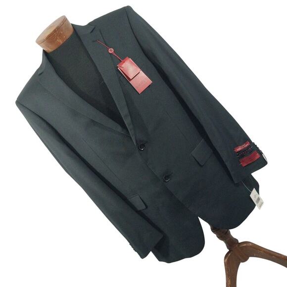 NWT@$239! BOCCACIO UOMO! BLACK W/FINE GRAY PINSTRIPES BLAZER JACKET! SZ 42R